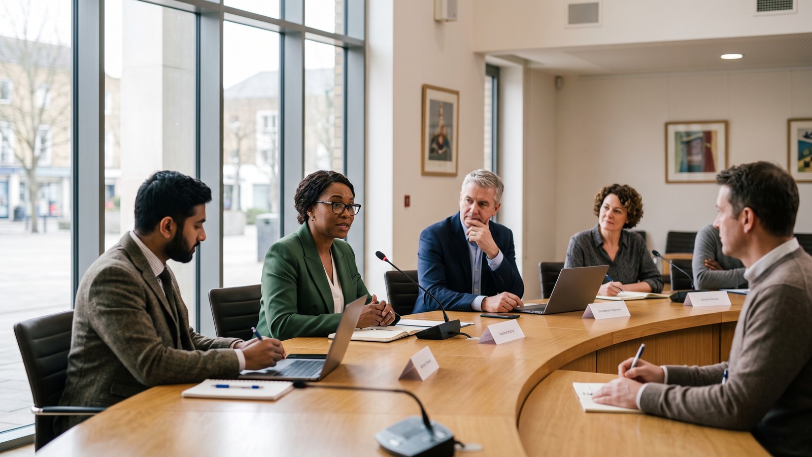 Gemeentelijke vergadering in de raadszaal